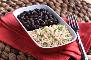 Dish with black beans and rice