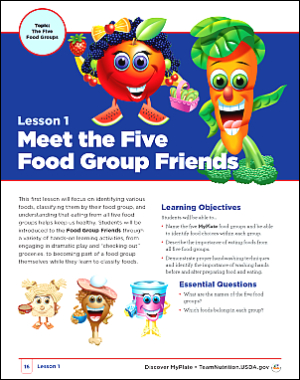 Lesson One - Meet the Five Food Group Friends