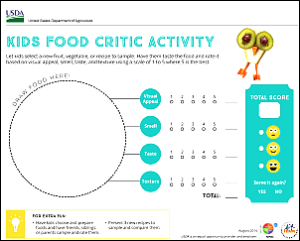 Kids Food Critic Activity worksheet