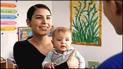 Mother with Infant Identifying Signs of Hunger and Fullness