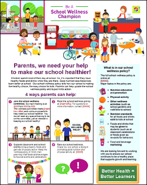 Customizable parent flyer for local school wellness policy