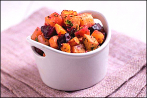 cup of diced butternut squash, beets, and other ingredients