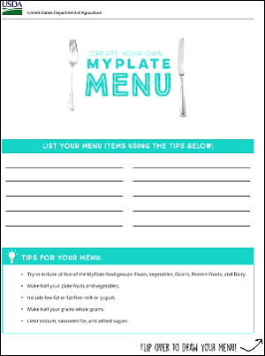 Create Your Own MyPlate Menu activity