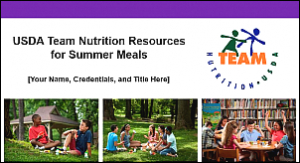 Cover of Team Nutrition Summer Meals presentation slide