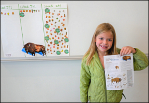 Montana student with bison taste test results