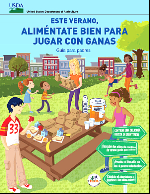 Cover of the Eat Smart to Play Hard Parent's Guide in Spanish