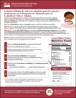 Calculating Sugar Limits for Breakfast Cereals in the CACFP-SP