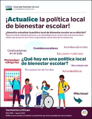 cover of local school wellness policy infographic in spanish