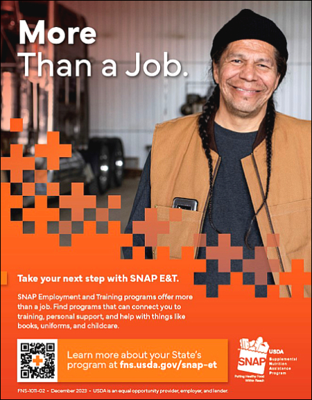 SNAP E&T more than a job flyer with a smiling man