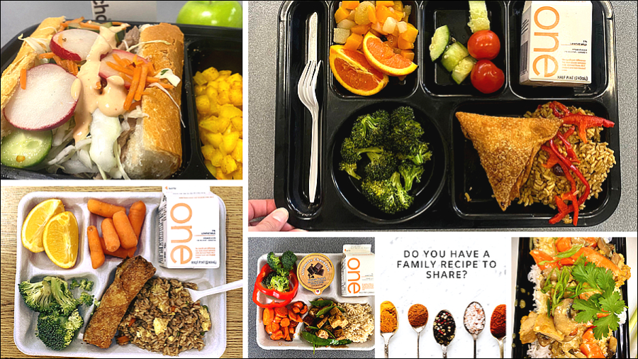 collage of different lunch trays