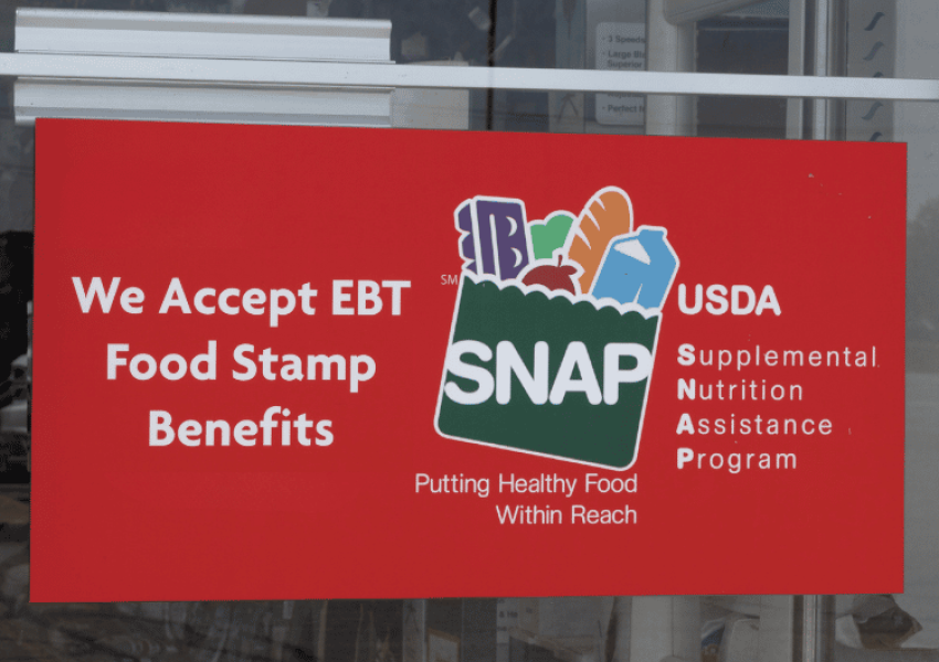 SNAP sign on storefront