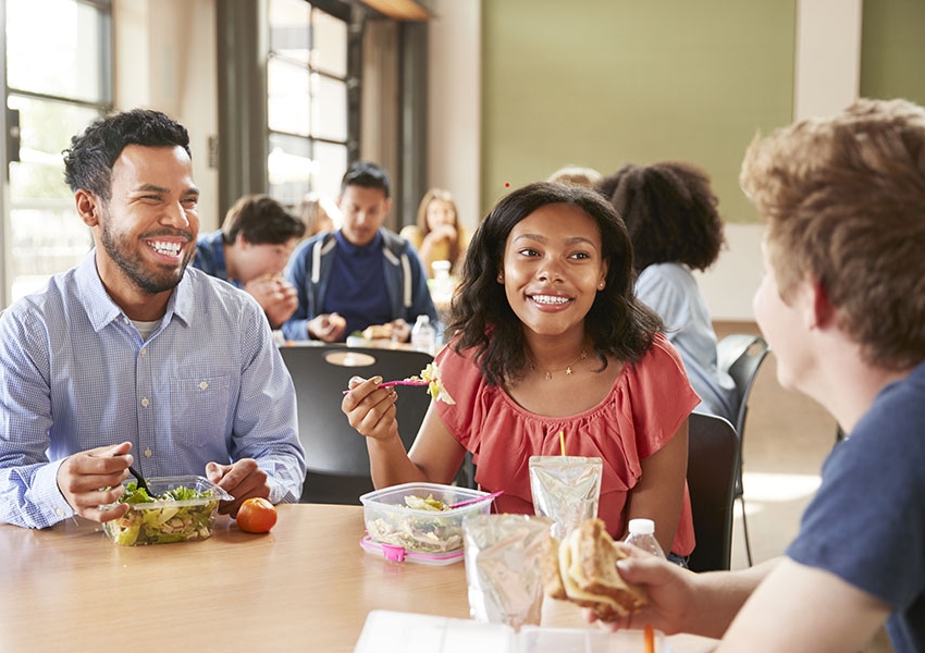 group of people eating together