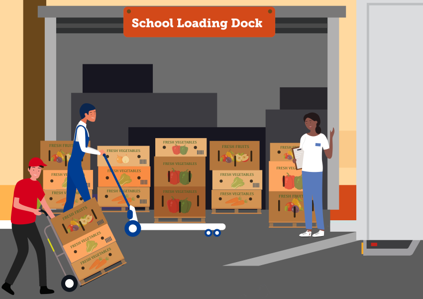 illustration of a school loading dock
