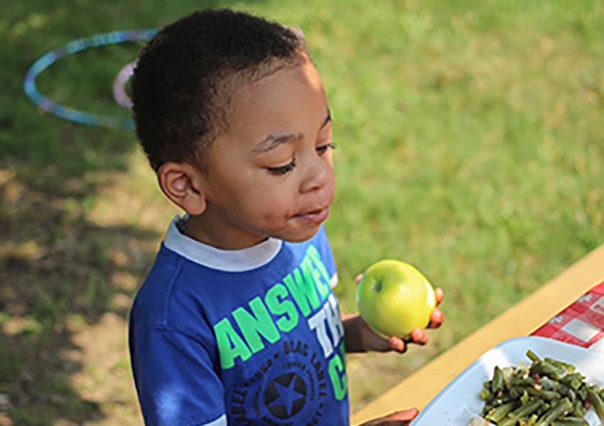 boy eating apple