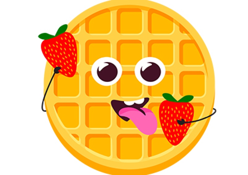 illustration of a waffle with strawberries