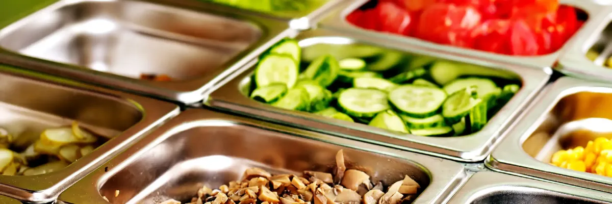 trays with vegetables