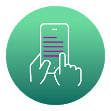 Icon of hands holding a cell phone