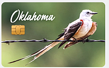 SNAP EBT chip card with an image of a bird and the words Oklahoma
