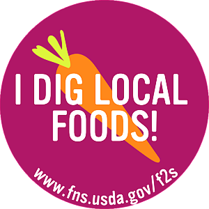 Pink sticker I dig local foods