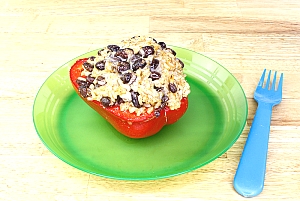 stuffed red bell pepper on a plate