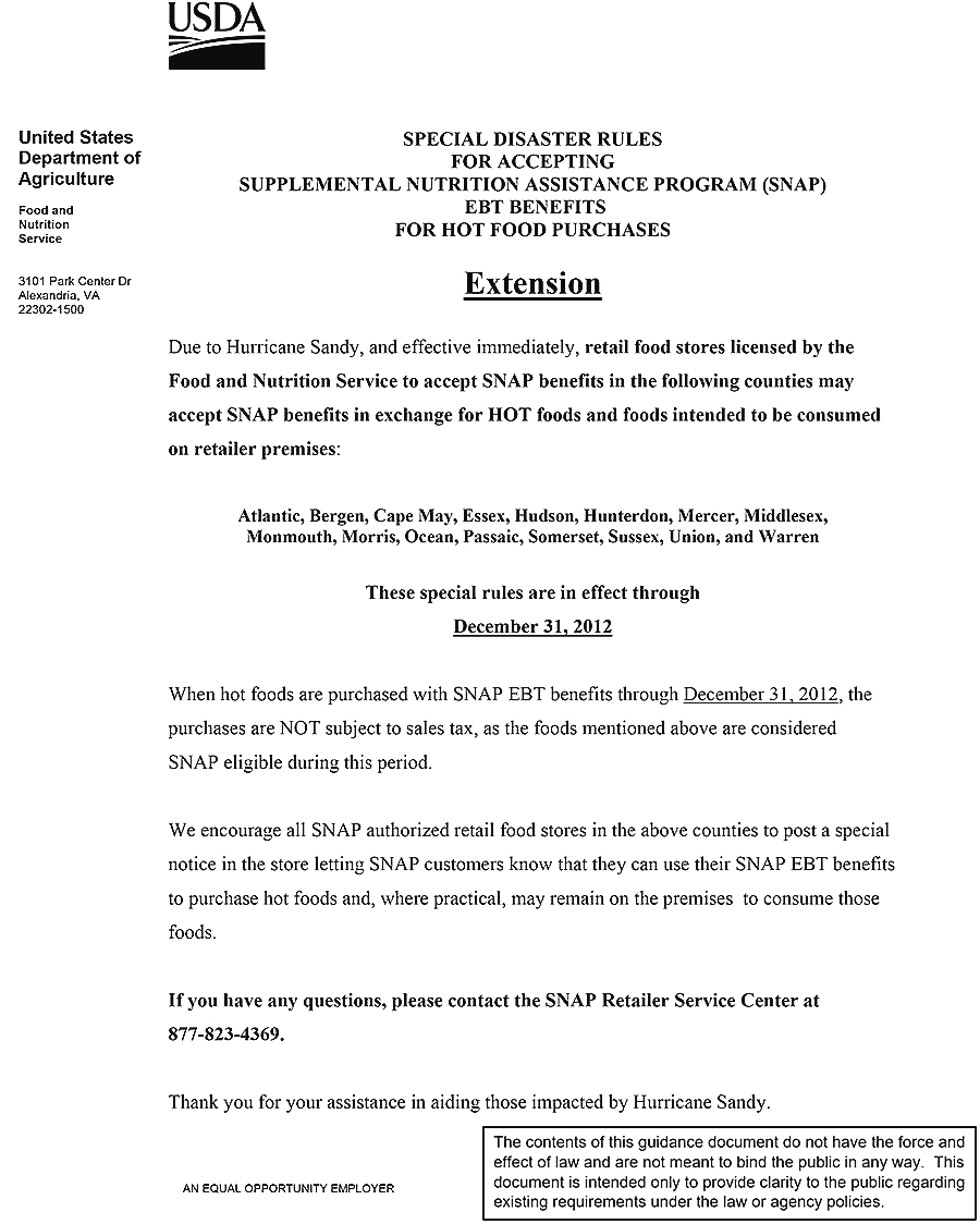 Hot Foods Notice - NJ Extension