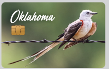 SNAP EBT chip card with an image of a bird and the words Oklahoma
