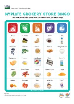 MyPlate Grocery Store Bingo